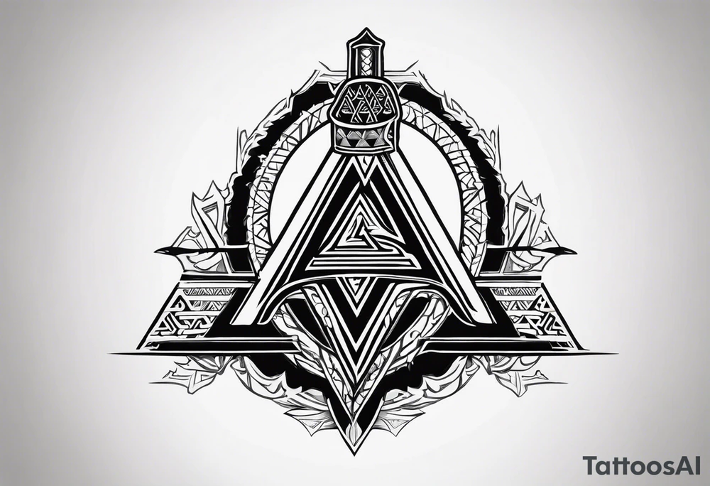 Valhalla 
valknut sword axe tattoo idea