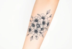 Large floral design with multiple types of flowers tattoo idea