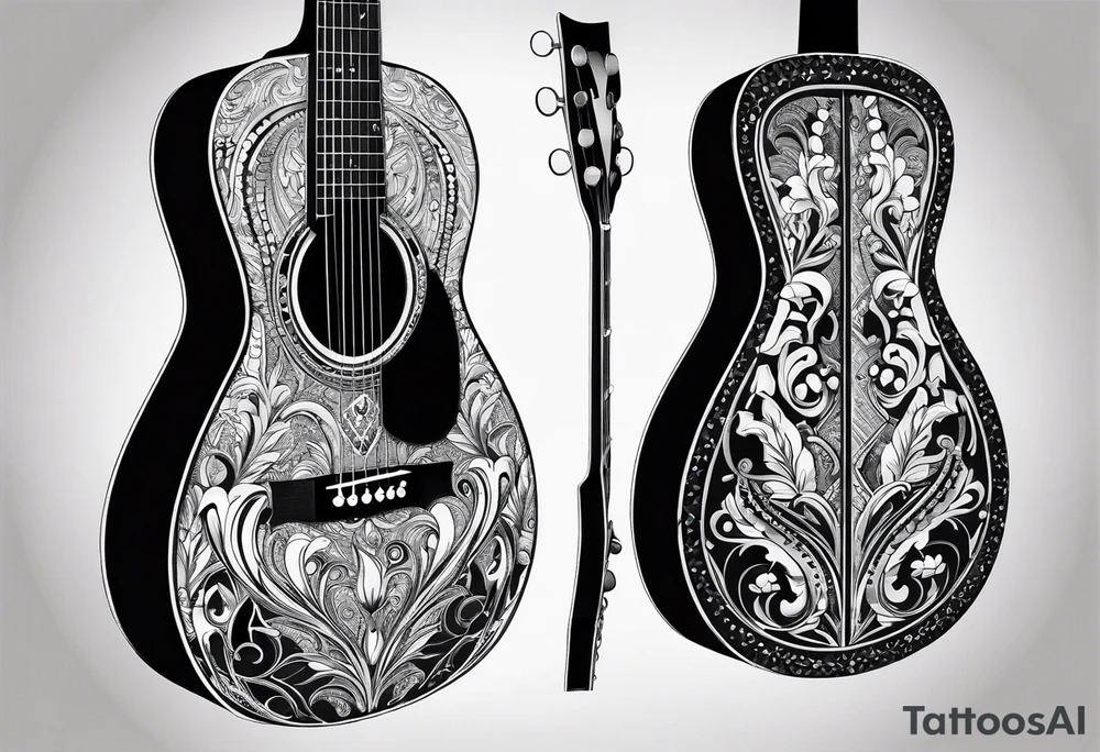 full scale basic black acoustic guitar for women's inner bicep. tattoo idea full scale basic black acoustic guitar for women's inner bicep. tattoo idea