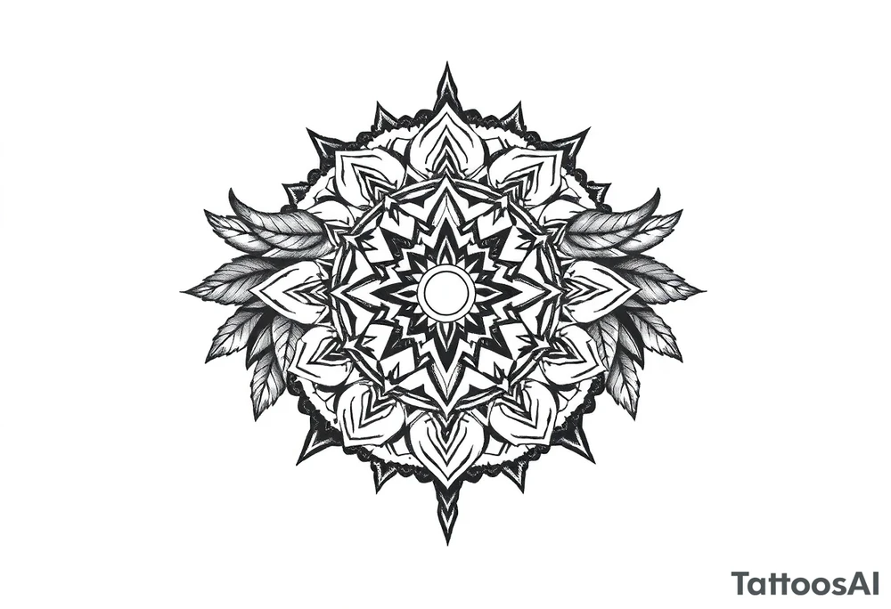 spiritual feathers indian mandala shaman rune tattoo idea