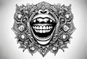 teeth biting money tattoo idea