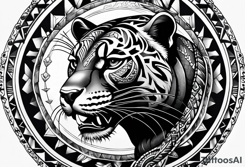 aztec black jaguar with snake tattoo idea
