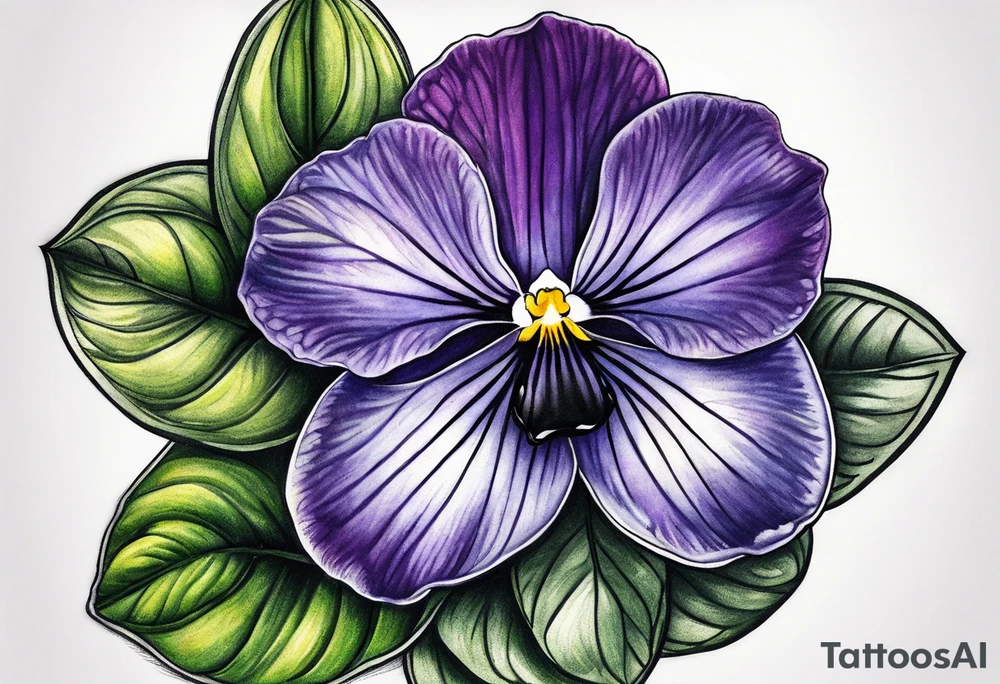 Violets in full color tattoo idea