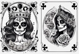 santa la muerta with money and crown
on the card tattoo idea