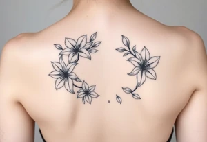 lilies, cherry blossoms with some leaves in a circular formation tattoo idea