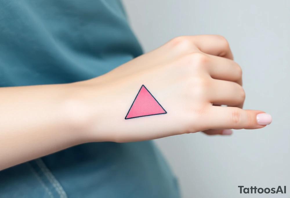 A pink triangle (upsidedown), with very small black lining and upside down. Just the colour pink. No shapes. Just the colour pink in a gradient filling the triangle tattoo idea