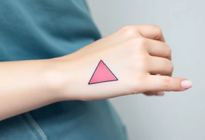A pink triangle (upsidedown), with very small black lining and upside down. Just the colour pink. No shapes. Just the colour pink in a gradient filling the triangle tattoo idea