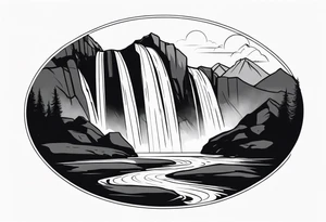 Waterfall in a mountain tattoo idea
