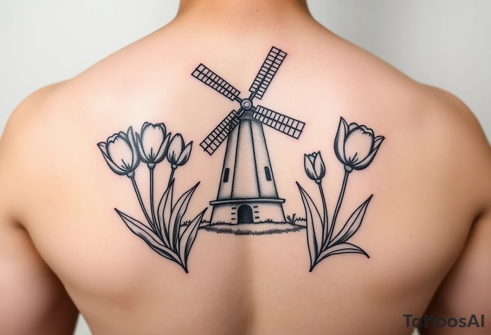 Tulips windmill dutch clogs tattoo idea