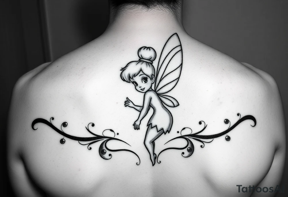 Tinkerbell all black tattoo idea