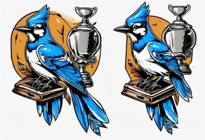 bluejay holding a trophy tattoo idea