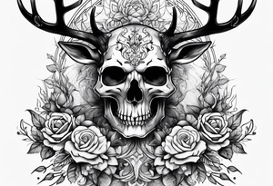 A human with two legs and with a deer skull head tattoo idea