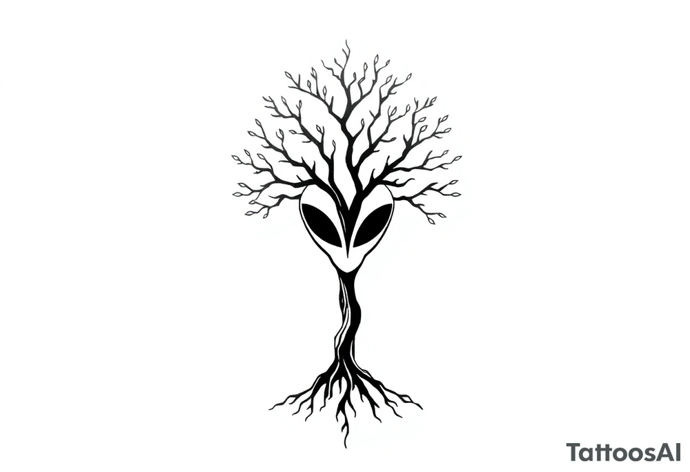 tree of life shaped as Alien head\face tattoo idea