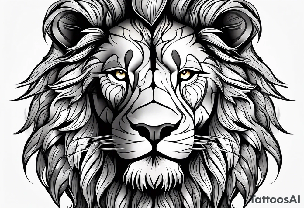 powerful majestic lion, close-up tattoo idea