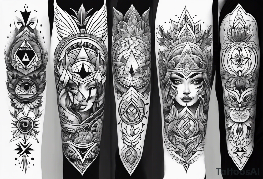 empowerment symbols on arm tattoo idea