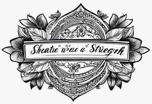 Create a small wrist sized tattoo that has Proverbs 31:25 "She is clothed with strength and dignity, and she laughs without fear of the future"

I would like a cross with text wrapped around it tattoo idea