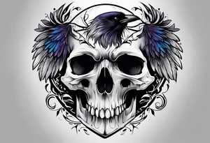 Raven skull tattoo idea