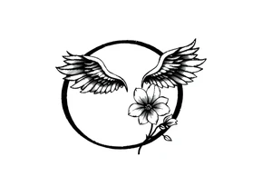 Infinity loop with wings and a small orchid tattoo idea