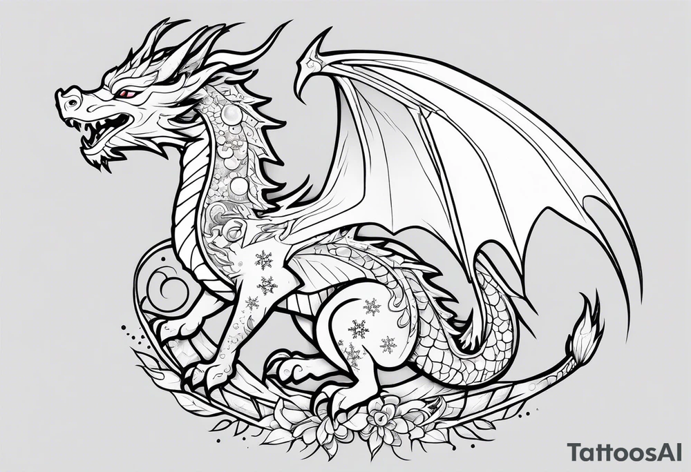 Constellation, kawaii dragon, snowflake tattoo idea