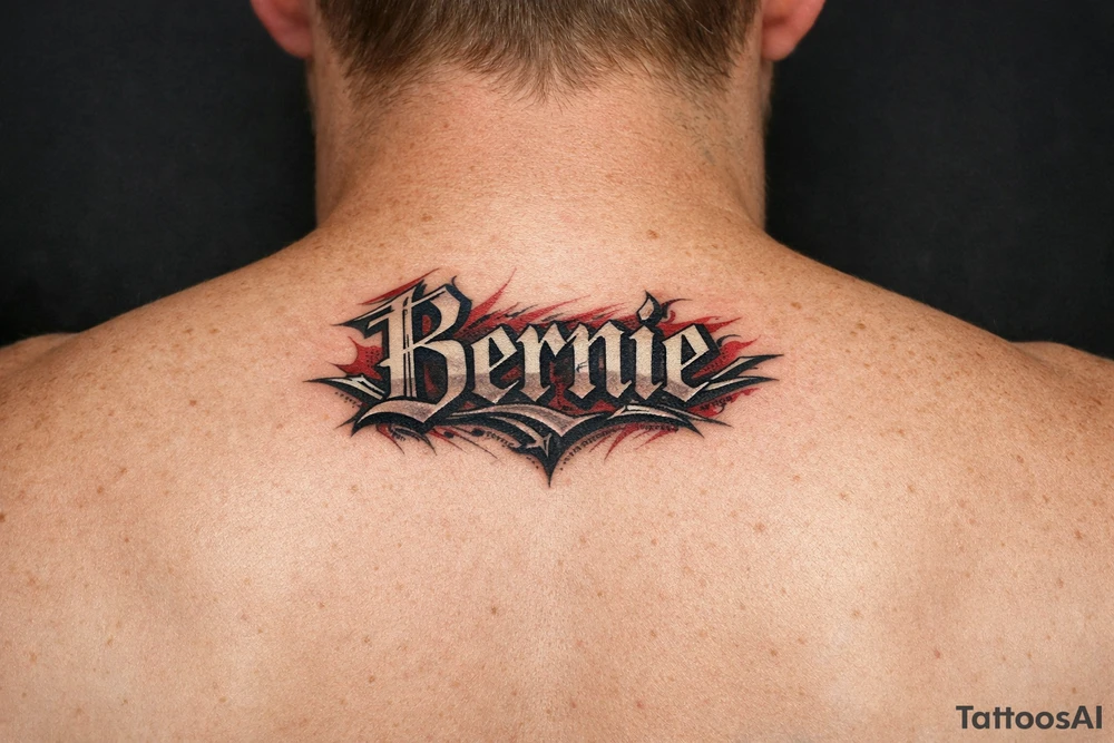 Name Bernie 
in front of neck tattoo idea
