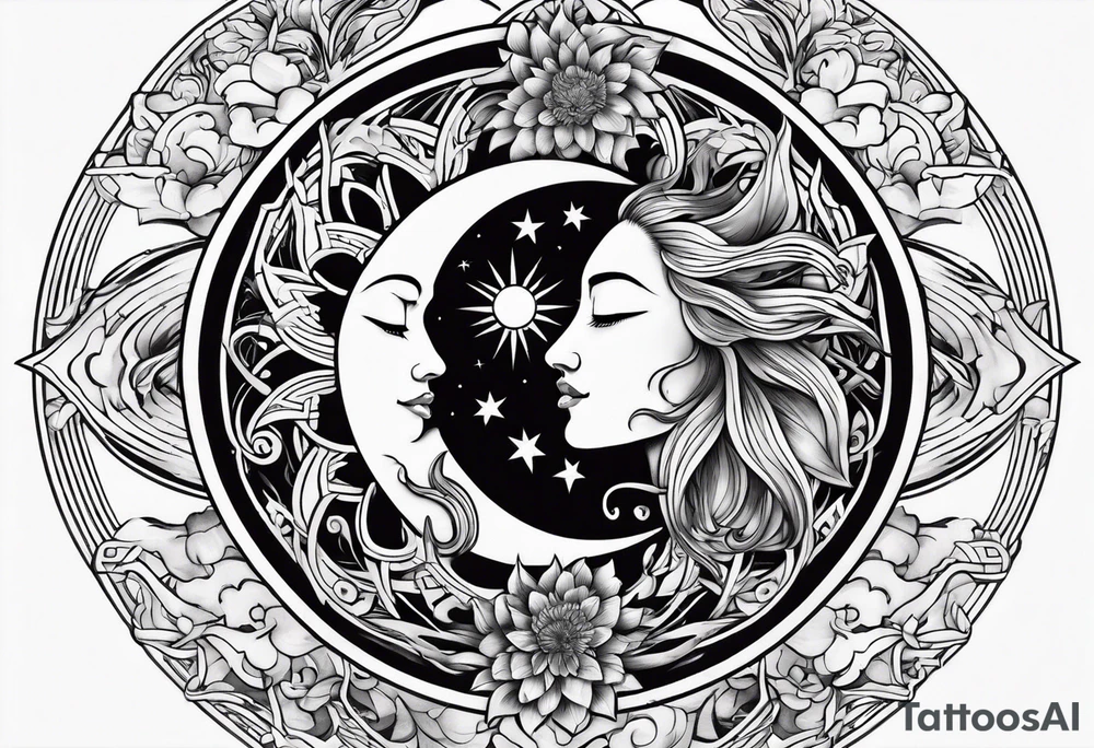 Sun and moon tattoo idea