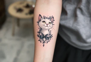 Marie, the white cat with a bow, adds a touch of vintage Disney with this Aristocats tattoo. tattoo idea
