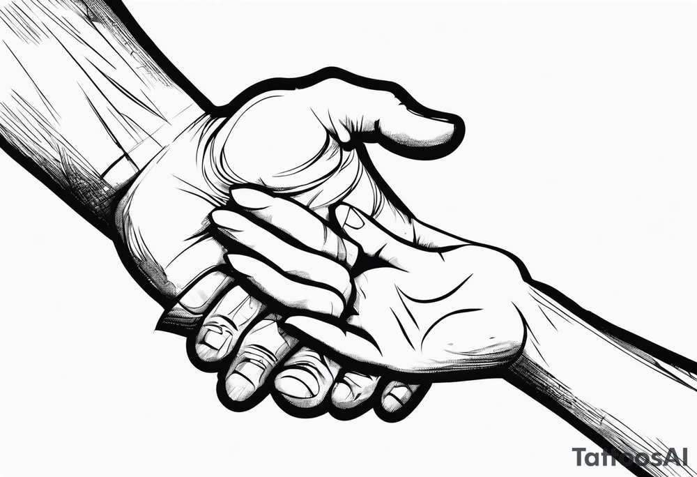 Old Hand reaching out to young hands tattoo idea