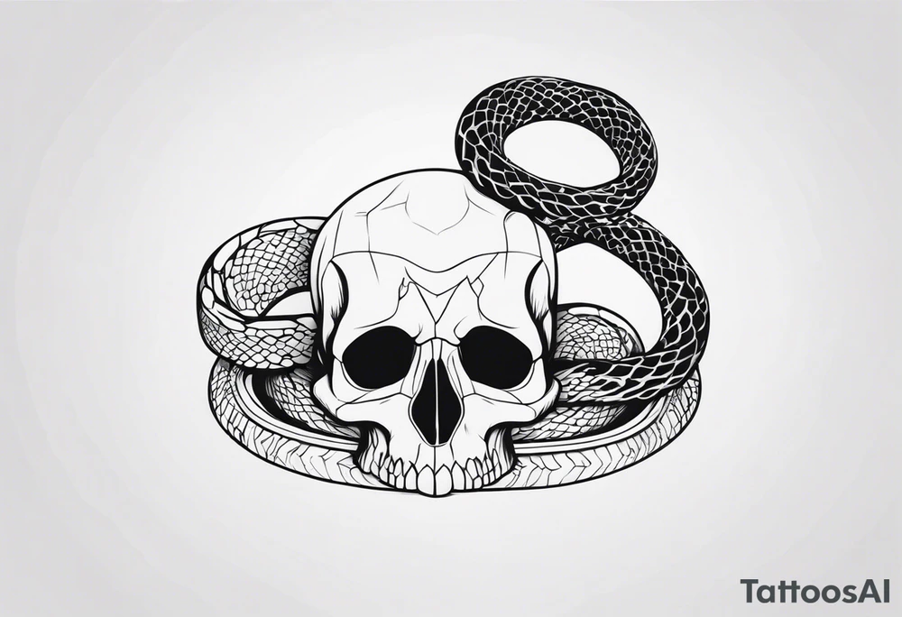 Snake on skull head tattoo idea | TattoosAI