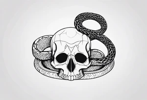 Snake on skull head tattoo idea