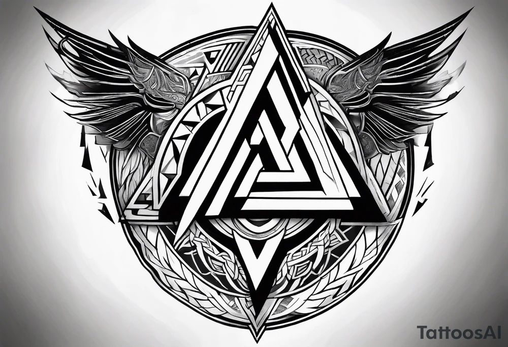 Valhalla valknut shield lightning tattoo idea