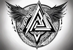 Valhalla valknut shield lightning tattoo idea