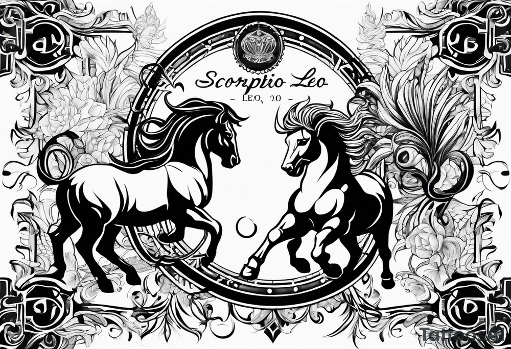 Horoscope signs scorpio and leo mix tattoo idea