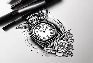 making time count. wristwatch sand flying around hourglass tattoo idea