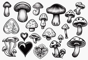 heart, mushroom tattoo idea