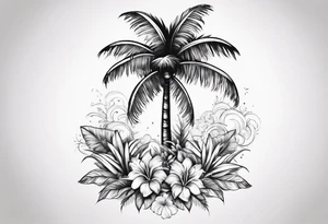 Palm tree with flowers tattoo idea