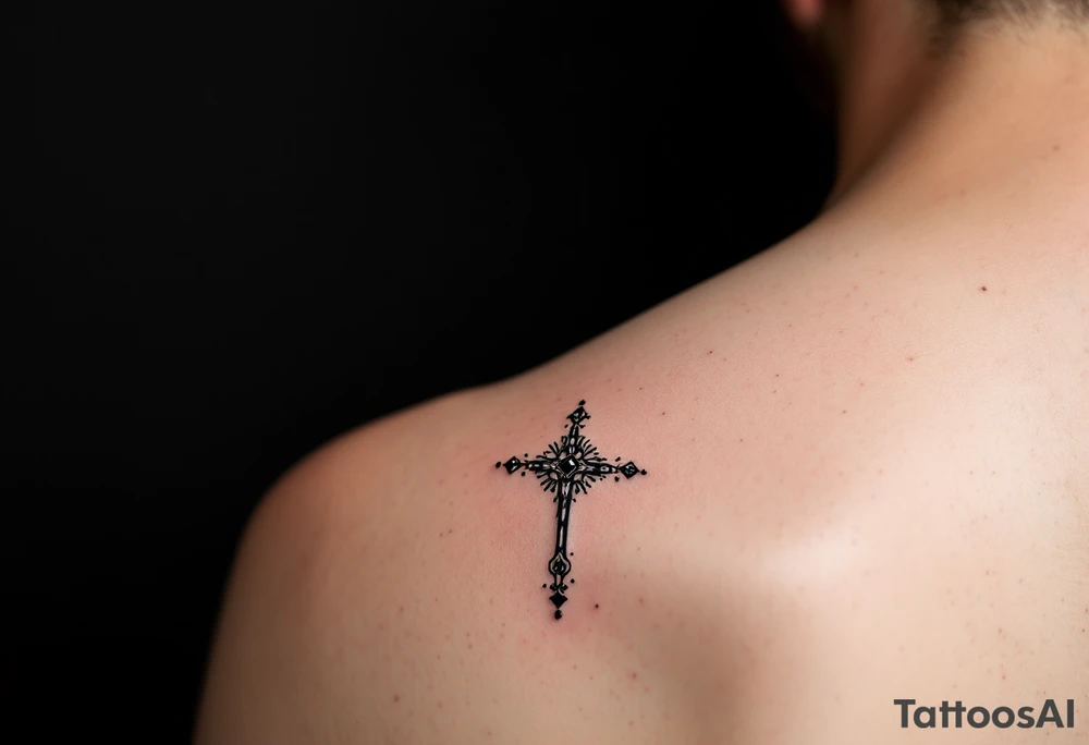 Cross with jewels tattoo idea