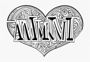 Write Amini, instead of M put an empty heart tattoo idea