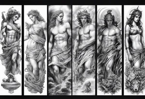 greek mythology
full arm sleeve
realistic pictures tattoo idea