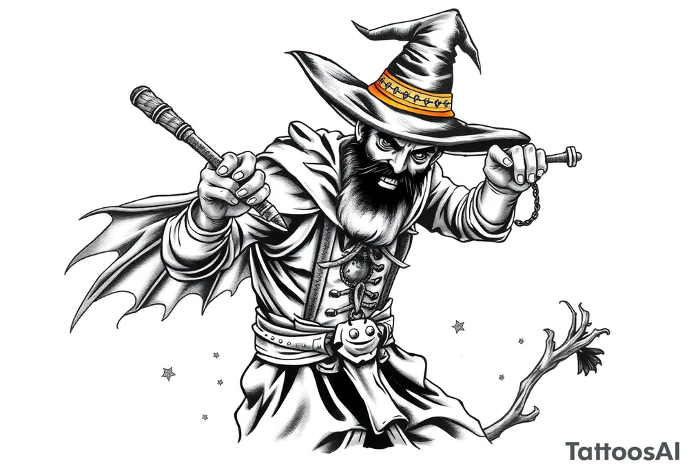 Guy exploring witch supplies tattoo idea
