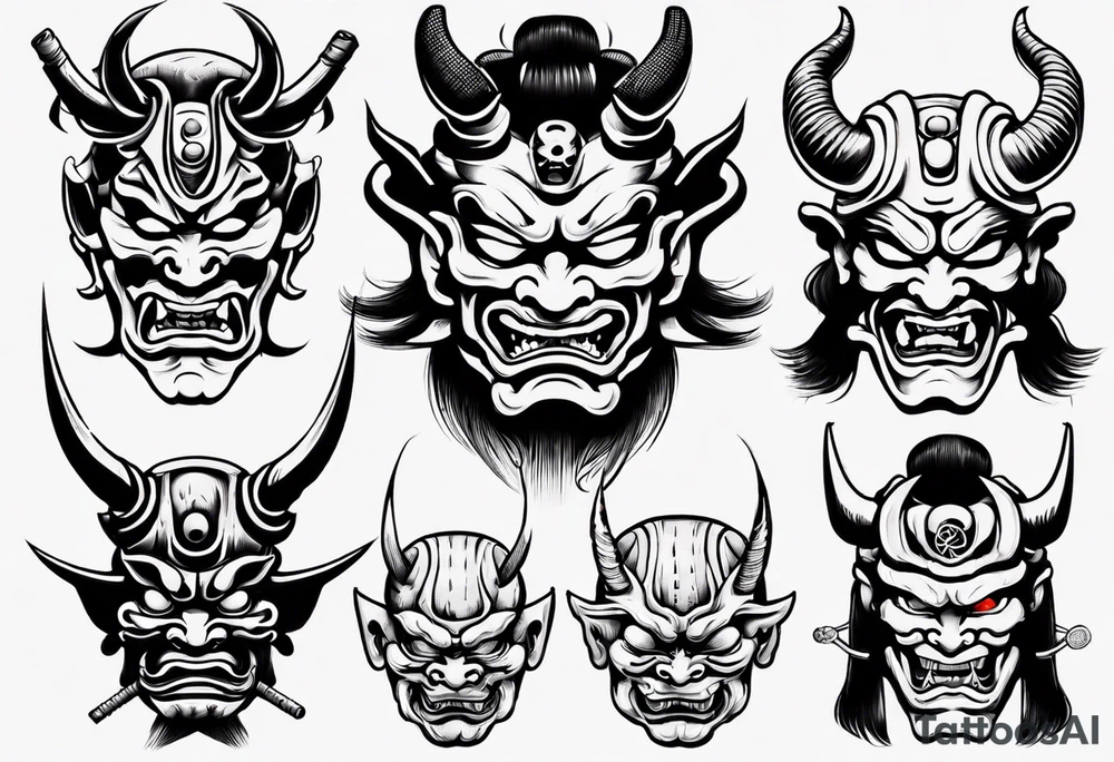 Japanese oni mask samurai tattoo idea