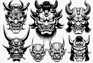 Japanese oni mask samurai tattoo idea