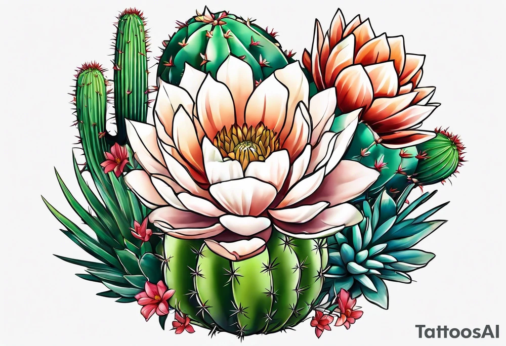 Fênix com cactos tattoo idea