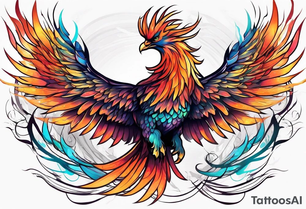 ethereal rising phoenix tattoo idea