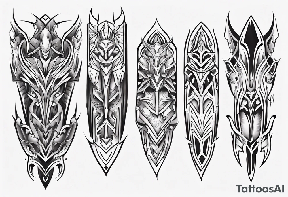 Leg armor symmetrical tattoo idea