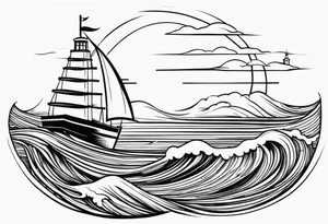 Leuchtturm 
Seil Bild 
Feuer 
Welle 
Schiff tattoo idea