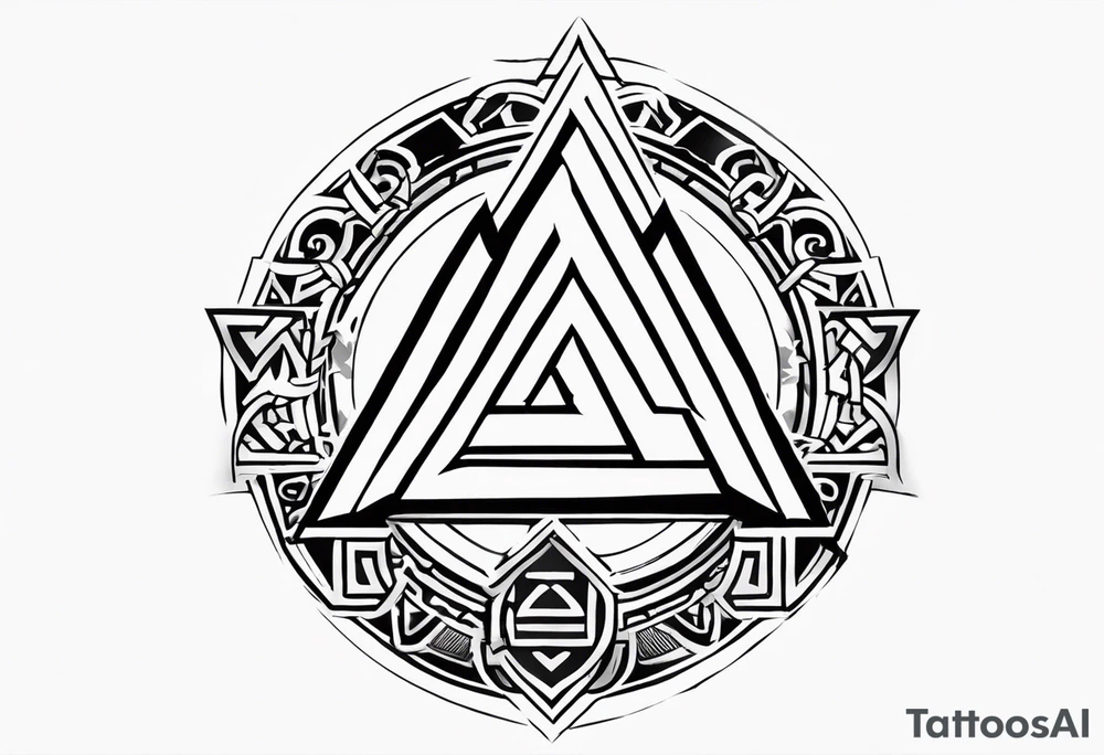 Valhalla sword shield valknut stairs tattoo idea