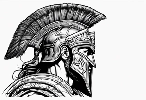 Side profile Spartan Solider ancient roman city far away tattoo idea