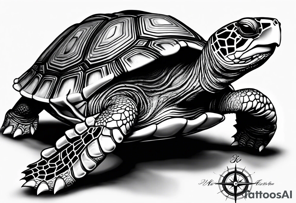 Turtle with compass tattoo idea