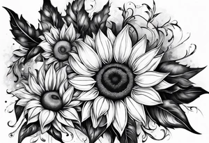 Sunflower leg sleeve tattoo idea
