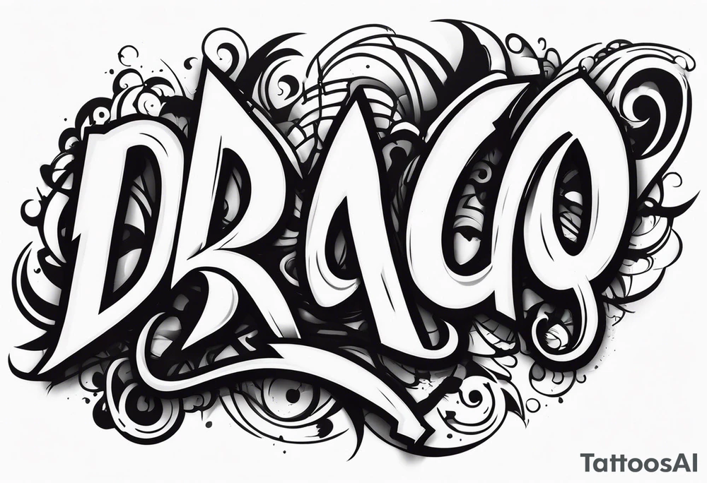 The word DRACO in Street graffiti style lettering tattoo idea